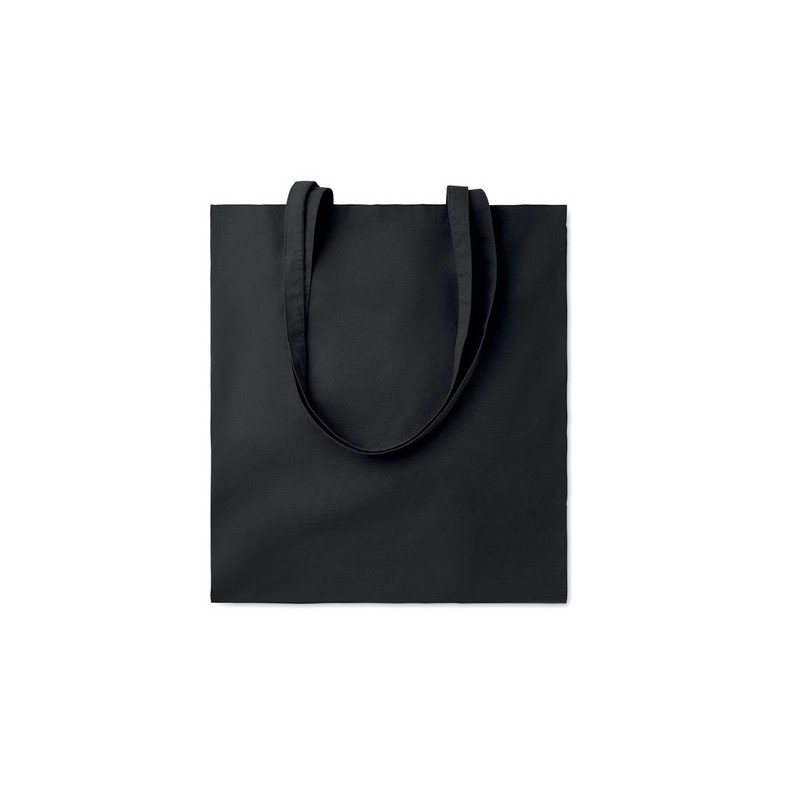 Sac shopping  en coton 140gr/m² personnalisé COTTONEL COLOUR + Matières : coton Couleurs : noir impression logo haute qualité