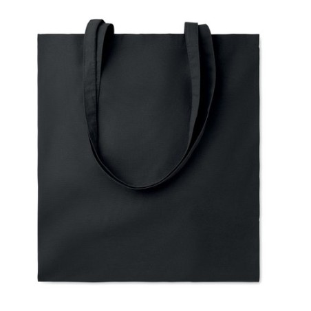 Sac shopping  en coton 140gr/m² personnalisé COTTONEL COLOUR + Matières : coton Couleurs : noir impression logo haute qualité