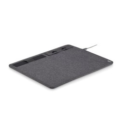 Tapis de souris  RPET avec chargeur sans fil personnalisé - SUPERPAD Matières : PET recyclé Couleurs : pierre