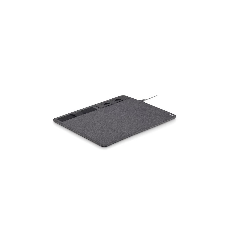 Tapis de souris  RPET avec chargeur sans fil personnalisé - SUPERPAD Matières : PET recyclé Couleurs : pierre