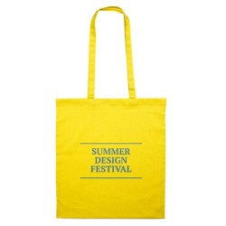 Sac shopping  en coton 140gr/m² personnalisé COTTONEL COLOUR + Matières : coton Couleurs : jaune marquage laser ultra précis