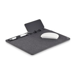 Tapis de souris  RPET avec chargeur sans fil personnalisé - SUPERPAD Matières : PET recyclé Couleurs : pierre 2