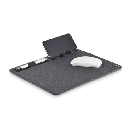 Tapis de souris  RPET avec chargeur sans fil personnalisé - SUPERPAD Matières : PET recyclé Couleurs : pierre personnalisable av