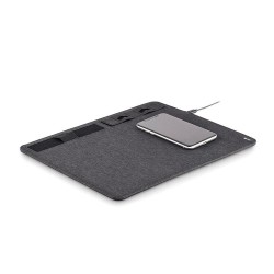 Tapis de souris  RPET avec chargeur sans fil personnalisé - SUPERPAD Matières : PET recyclé Couleurs : pierre cadeau entreprise 