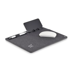 Tapis de souris  RPET avec chargeur sans fil personnalisé - SUPERPAD Matières : PET recyclé Couleurs : pierre goodies publicitai
