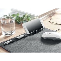 Tapis de souris  RPET avec chargeur sans fil personnalisé - SUPERPAD Matières : PET recyclé Couleurs : pierre impression haute d
