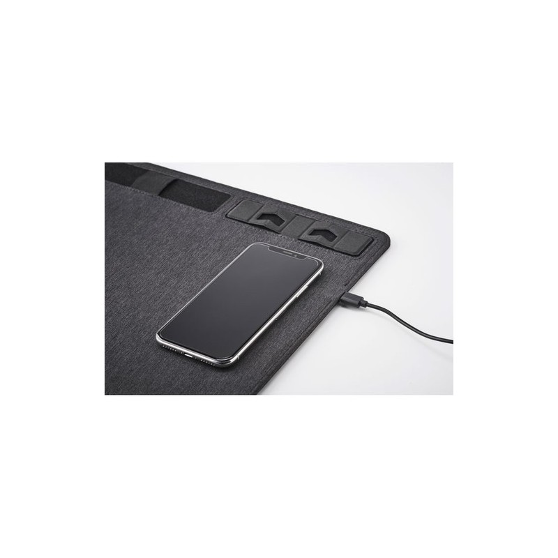 Tapis de souris  RPET avec chargeur sans fil personnalisé - SUPERPAD Matières : PET recyclé Couleurs : pierre marquage laser ult