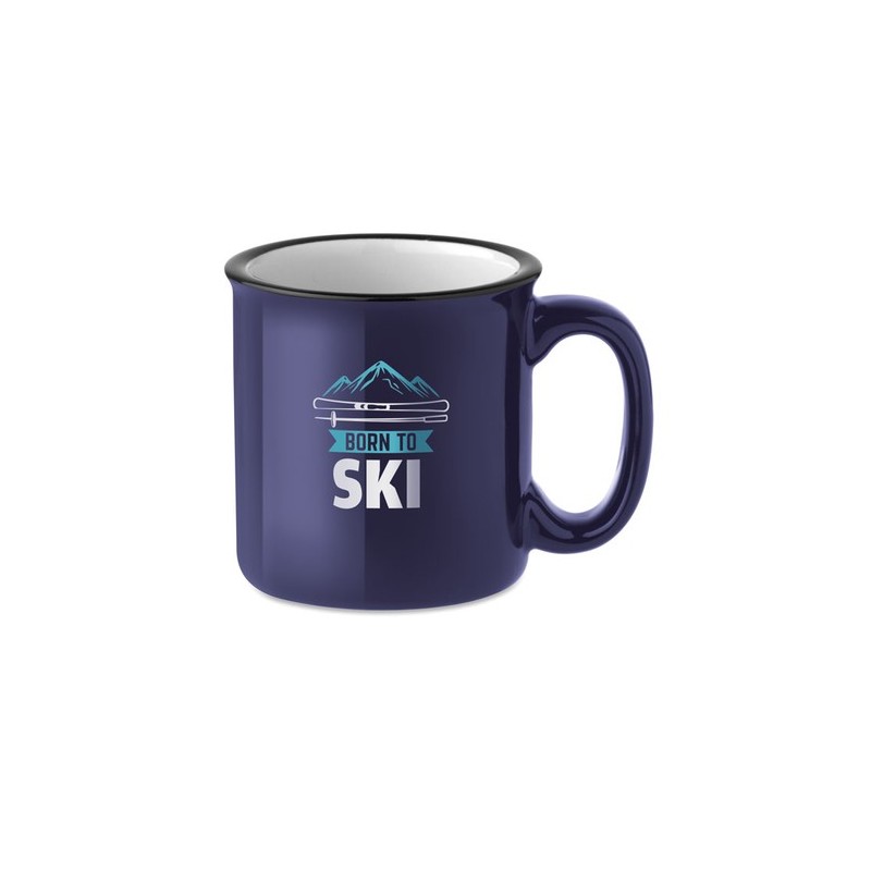 Mug céramique vintage 240 ml personnalisé TWEENIES Matières : grès Couleurs : bleu marine objet publicitaire robuste