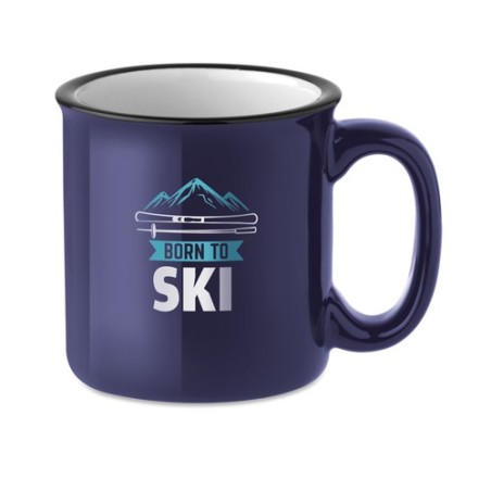 Mug céramique vintage 240 ml personnalisé TWEENIES Matières : grès Couleurs : bleu marine objet publicitaire robuste