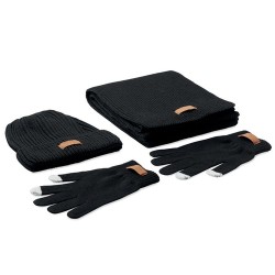 Set d'Hiver Éco-responsable en RPET 3 pièces - DENALI Matières : PET recyclé Couleurs : noir