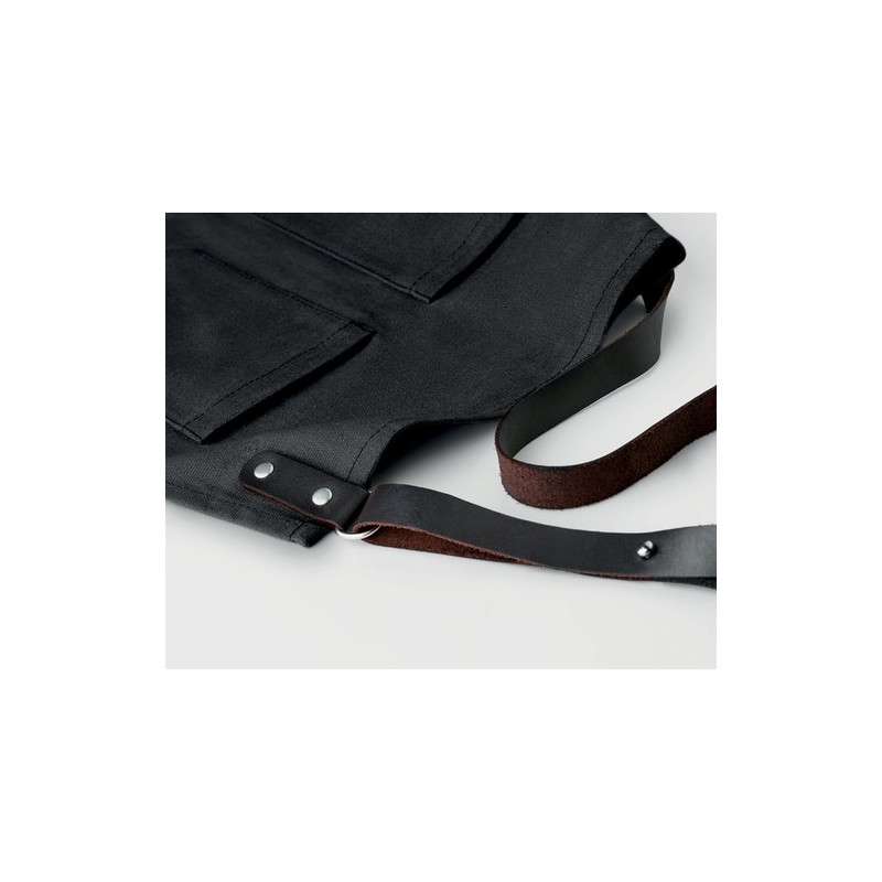 Tablier en toile enduite personnalisé CHEF Matières : coton Couleurs : noir cadeau entreprise pas cher