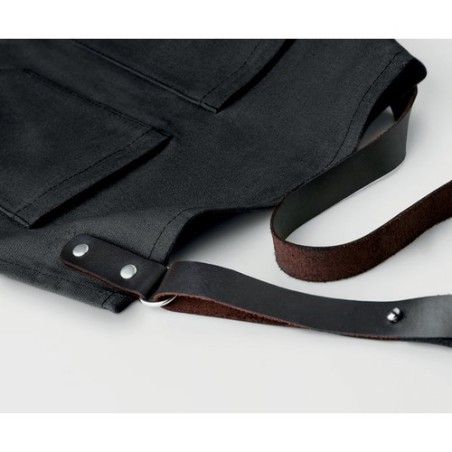 Tablier en toile enduite personnalisé CHEF Matières : coton Couleurs : noir cadeau entreprise pas cher