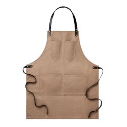 Tablier en toile enduite personnalisé CHEF Matières : coton Couleurs : taupe personnalisable avec votre logo