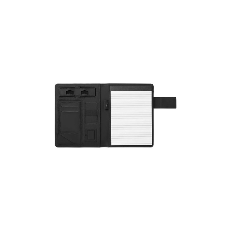 Conférencier A5 personnalisé avec powerbank  POWERNOTY Couleurs : noir