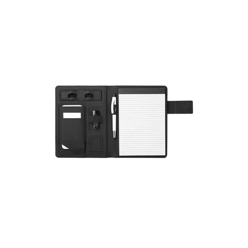 Conférencier A5 personnalisé avec powerbank  POWERNOTY Couleurs : noir cadeau entreprise pas cher