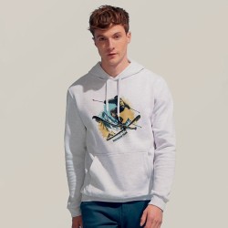 Sweat à Capuche Personnalisé SNAKE - Confort et Style Abordables Taille textile : XS Couleurs : blanc chiné marquage couleur écl