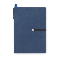 Carnet ligné recyclé personnalisé avec stylo  RECONOTE Matières : papier Couleurs : bleu goodies publicitaire événementiel