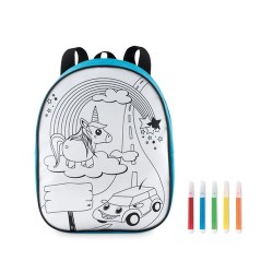 Sac à dos à colorier personnalisé en 600D - BACKSKETCHY Matières : PET Couleurs : turquoise cadeau entreprise pas cher