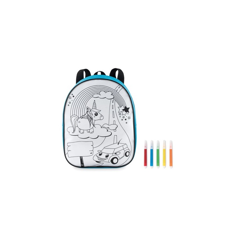 Sac à dos à colorier personnalisé en 600D - BACKSKETCHY Matières : PET Couleurs : turquoise cadeau entreprise pas cher