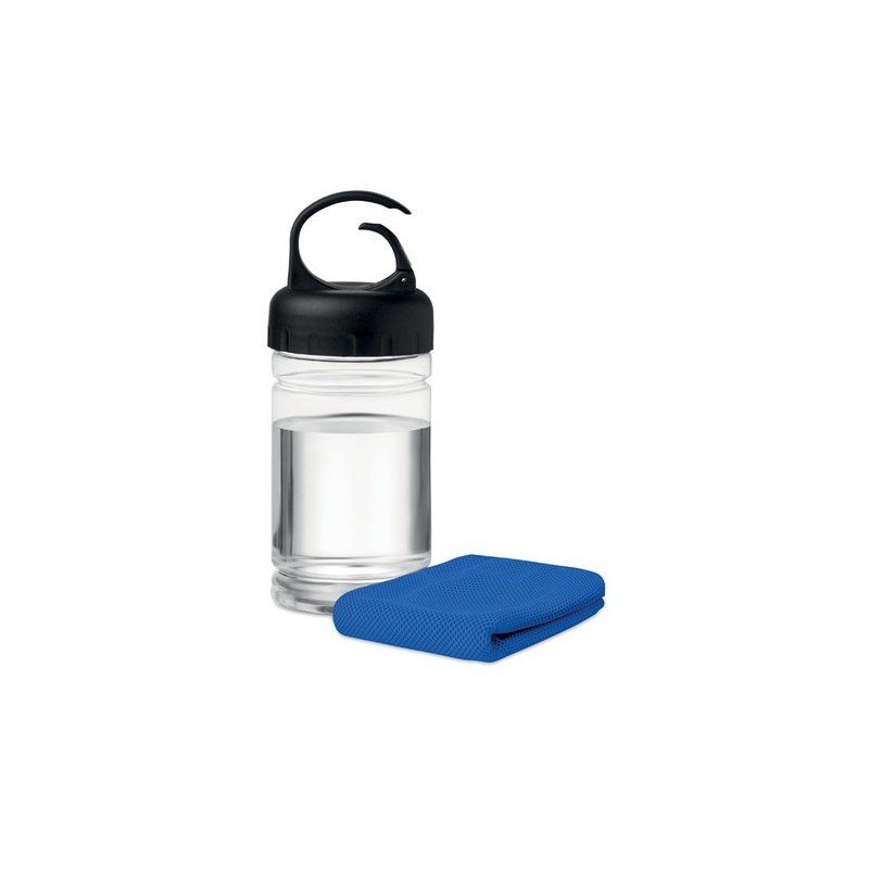 Bouteille  de sport avec serviette personnalisée - FRIS Matières : PET Couleurs : bleu royal impression haute définition