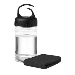 Bouteille  de sport avec serviette personnalisée - FRIS Matières : PET Couleurs : noir marquage laser ultra précis