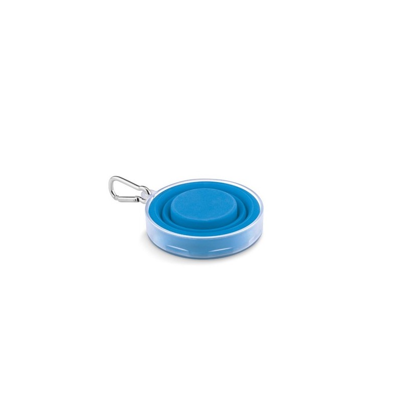 Tasse pliable  avec pilulier - CUP PILL Matières : silicone Couleurs : bleu cadeau entreprise pas cher