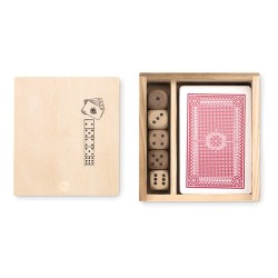Cartes à jouer personnalisées et 5 dés s - LAS VEGAS Matières : papier Couleurs : bois