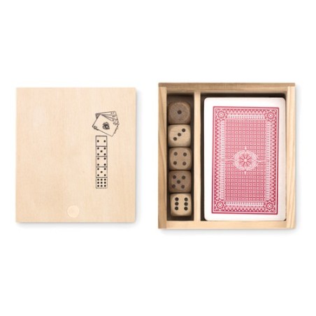 Cartes à jouer personnalisées et 5 dés s - LAS VEGAS Matières : papier Couleurs : bois