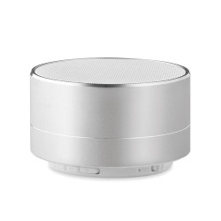 Haut-parleur rond sans fil personnalisé audio premium SOUND Matières : aluminium Couleurs : argenté mat personnalisable avec vot