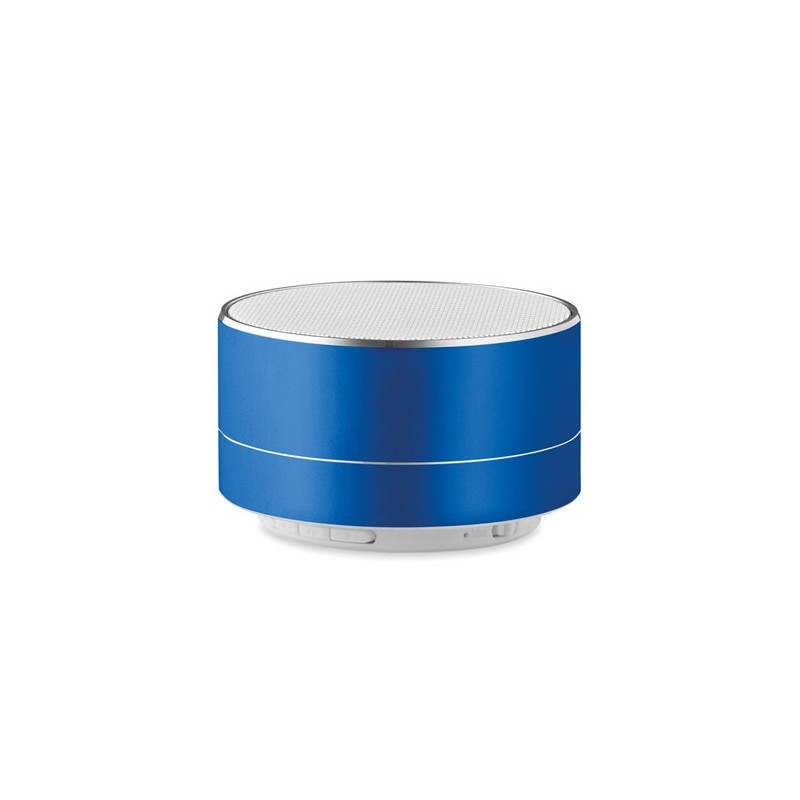 Haut-parleur rond sans fil personnalisé audio premium SOUND Matières : aluminium Couleurs : bleu royal cadeau entreprise pas che