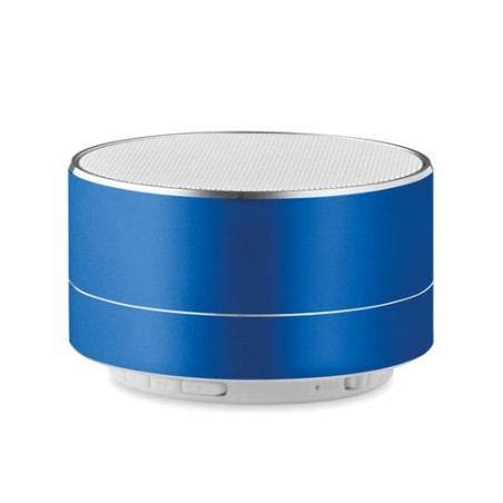 Haut-parleur rond sans fil personnalisé audio premium SOUND Matières : aluminium Couleurs : bleu royal cadeau entreprise pas che