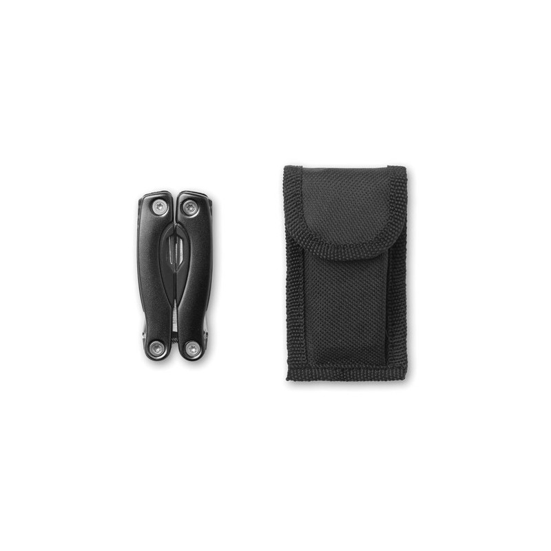 Couteau multifonctions personnalisé ALOQUIN MINI - Idéal pour l'outdoor Matières : acier inoxydable Couleurs : noir