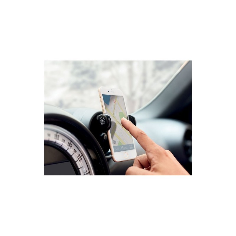 Support de téléphone voiture personnalisé FLEXI - Rotation 360° économique Matières : ABS Couleurs : noir cadeau entreprise pas 