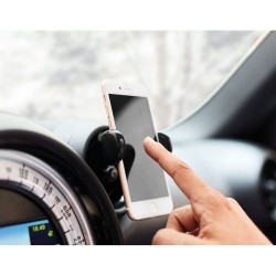 Support de téléphone voiture personnalisé FLEXI - Rotation 360° économique Matières : ABS Couleurs : noir goodies publicitaire é