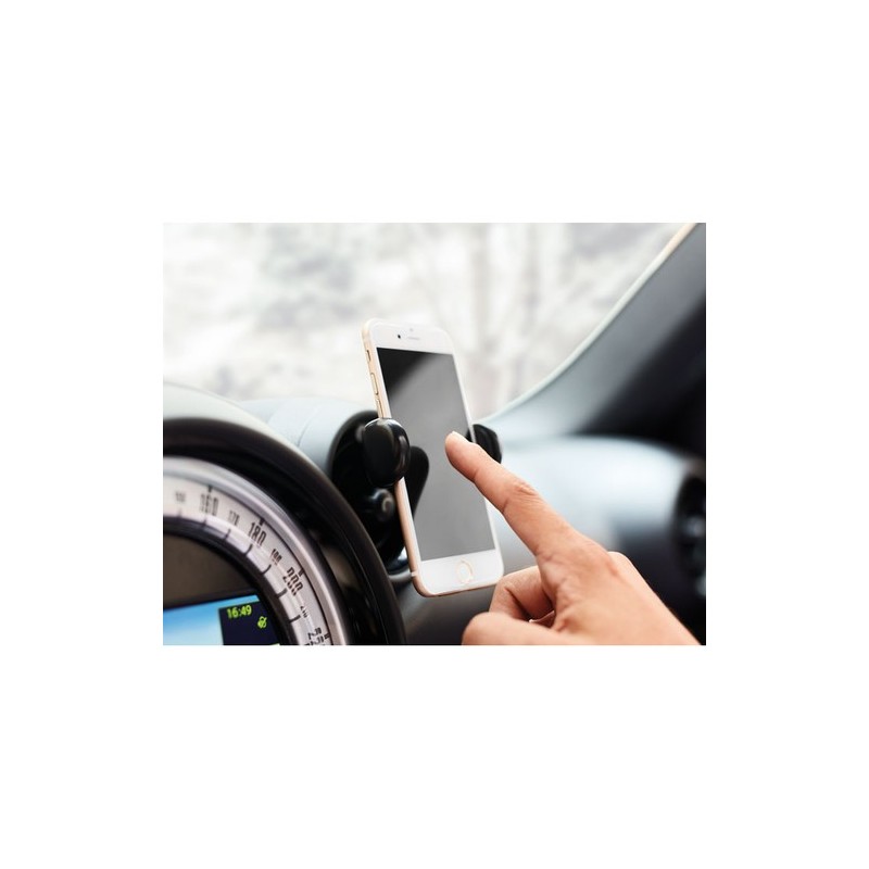 Support de téléphone voiture personnalisé FLEXI - Rotation 360° économique Matières : ABS Couleurs : noir goodies publicitaire é