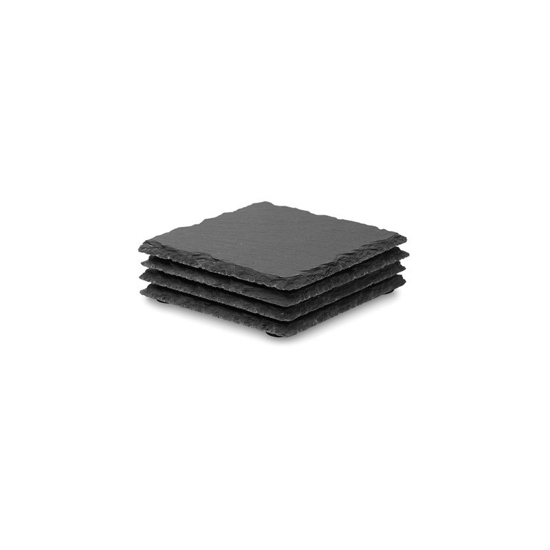 Sous-verres s en ardoise personnalisés SLATE4 Matières : ardoise Couleurs : noir