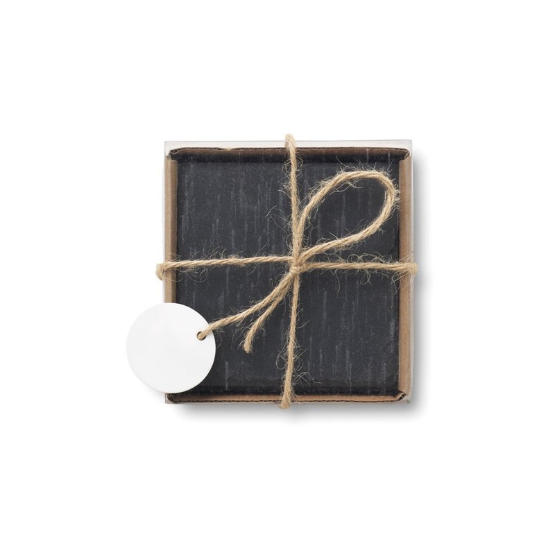 Sous-verres s en ardoise personnalisés SLATE4 Matières : ardoise Couleurs : noir goodies publicitaire événementiel