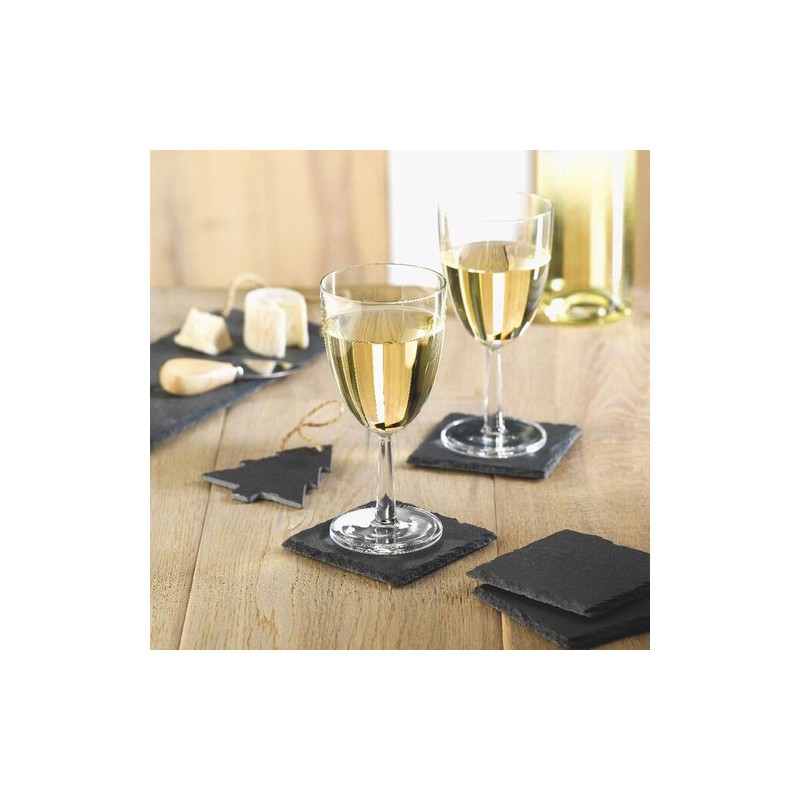 Sous-verres s en ardoise personnalisés SLATE4 Matières : ardoise Couleurs : noir marquage laser ultra précis