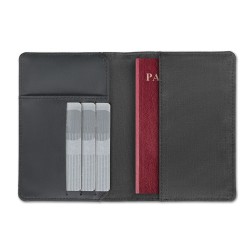 Support de passeport 2 tons personnalisé - SHIELDOC Matières : PET Couleurs : noir 2