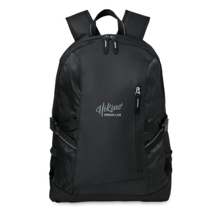Sac à dos pratique et personnalisable en polyester TECNOTREK Matières : PET Couleurs : noir impression haute définition