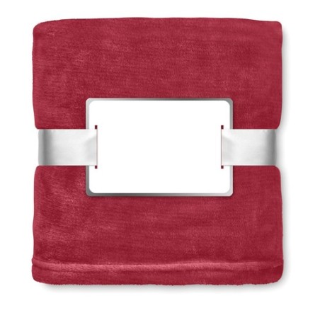 Couverture  en flanelle blanche - DAVOS Matières : PET Couleurs : bordeaux personnalisation rapide en France