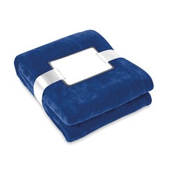 Couverture  en flanelle blanche - DAVOS Matières : PET Couleurs : bleu cadeau entreprise pas cher