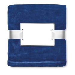 Couverture  en flanelle blanche - DAVOS Matières : PET Couleurs : bleu cadeau collaborateur premium
