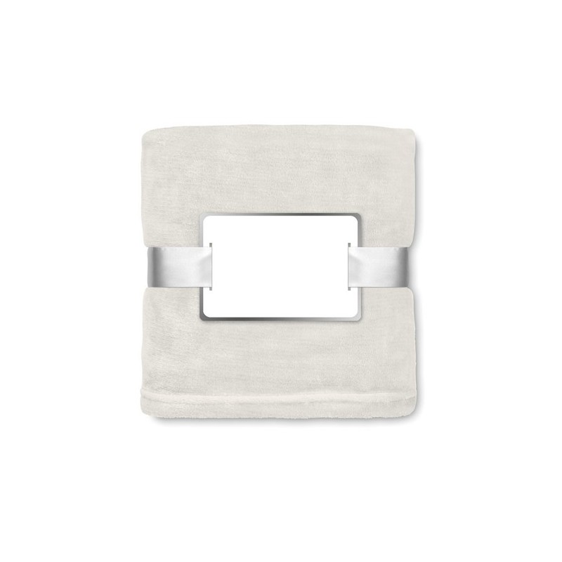 Couverture  en flanelle blanche - DAVOS Matières : PET Couleurs : beige objet promotionnel éco-responsable