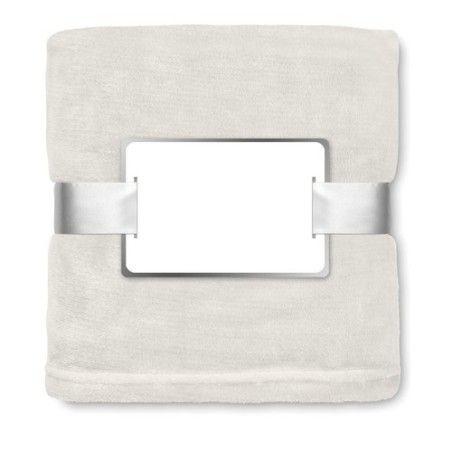 Couverture  en flanelle blanche - DAVOS Matières : PET Couleurs : beige objet promotionnel éco-responsable