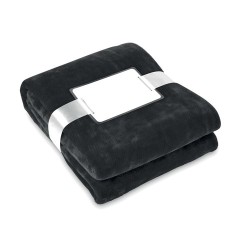 Couverture  en flanelle blanche - DAVOS Matières : PET Couleurs : noir personnalisable avec votre logo