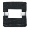 Couverture  en flanelle blanche - DAVOS Matières : PET Couleurs : noir impression logo haute qualité
