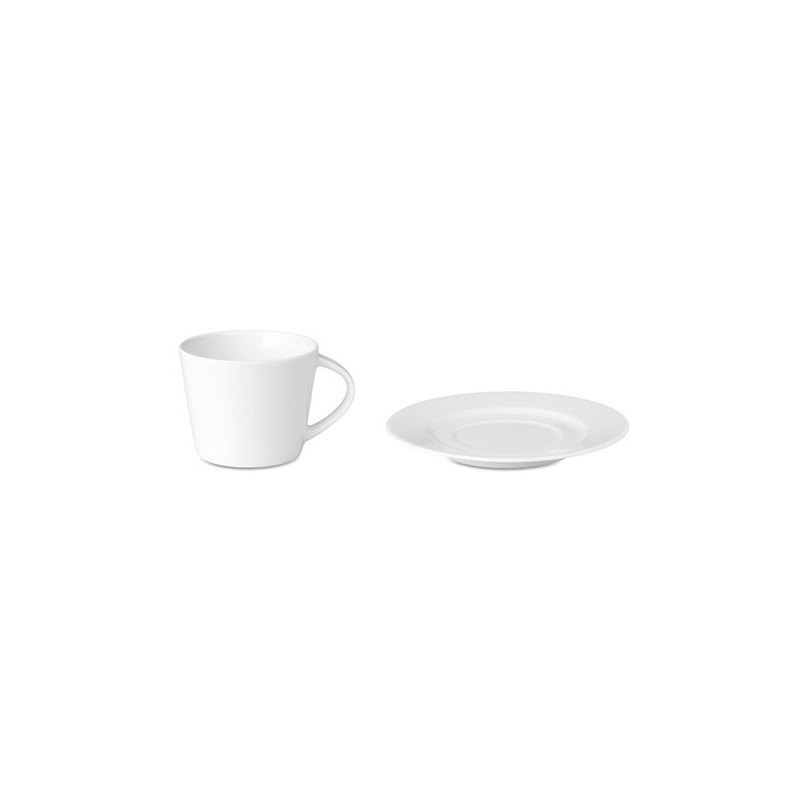 Tasse et soucoupe Cappuccino personnalisée élégante à Paris Matières : porcelaine Couleurs : blanc personnalisable avec votre lo
