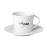 Tasse et soucoupe Cappuccino personnalisée élégante à Paris Matières : porcelaine Couleurs : blanc cadeau entreprise pas cher
