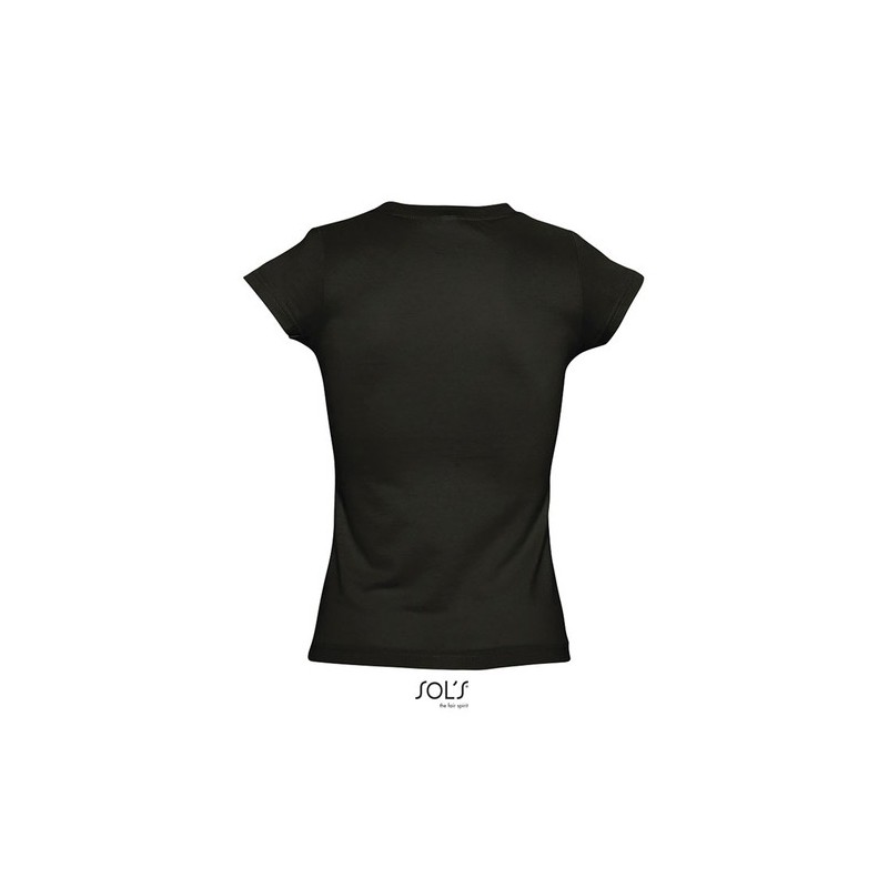 T-shirt Femme Col V Personnalisé Confortable 100% Coton pas cher - MOON Matières : coton Taille textile : L Couleurs : noir prof